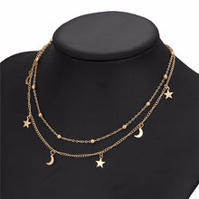 Load image into Gallery viewer, Gold Color Star Moon Tassel Necklace
